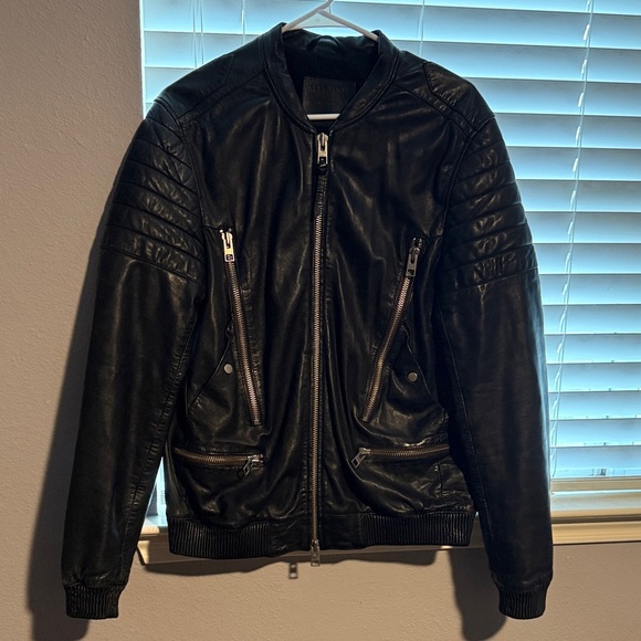 All Saints Sanderson Leather Jacket - Picture 2 of 5
